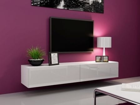 eoshop TV stolík Vigo 180 cm, biela / biela lesk